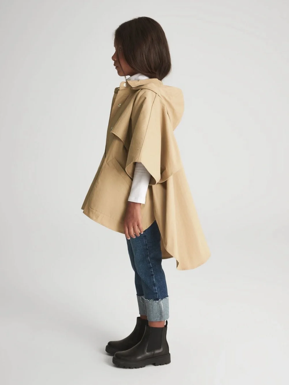 Reiss Bettie Junior Technical Poncho in Camel Sz 4-5 Y